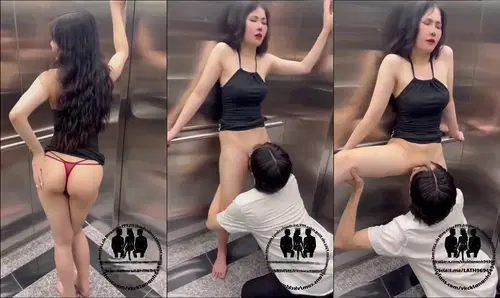 Đang phô dâm trong thang máy hữu duyên gặp trai lạ cho em vét máng luôn
